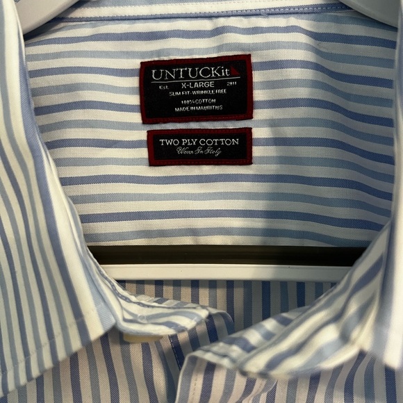 UNTUCKit Blue and White Striped Dress Shirt size XL - Picture 3 of 3